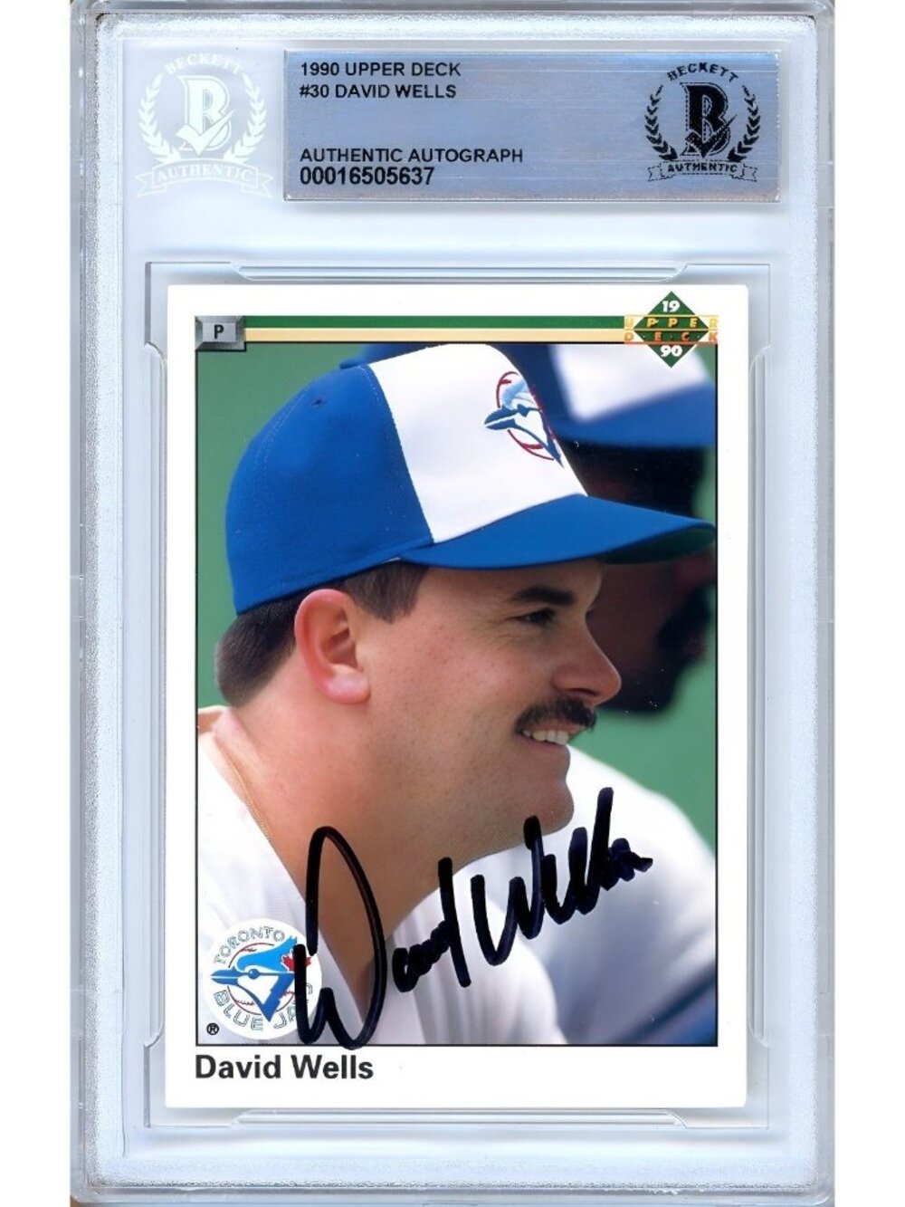 David Wells Signed 1990 Upper Deck #30 Toronto Blue Jays Beckett BAS Slabbed